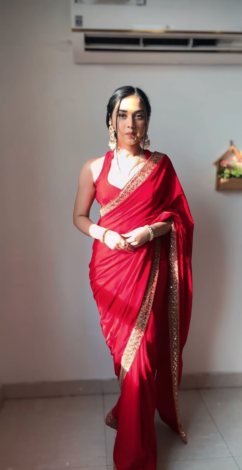 One Minute Ready To Cherry Opulence Pure Soft Velvet Silk Saree