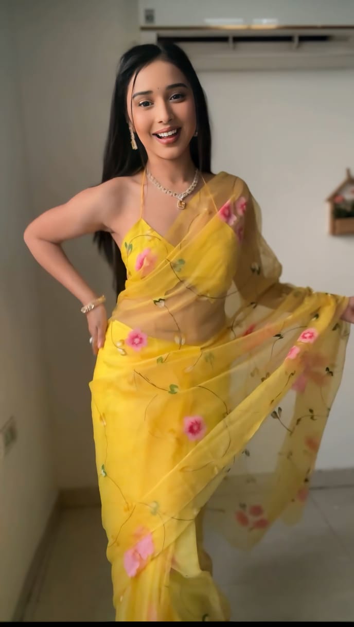 One Minute Ready To Yellow Rose Pure Soft Georgette Silk Saree