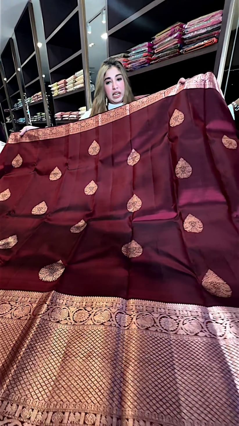Maroon Majesty Banarasi Silk Saree