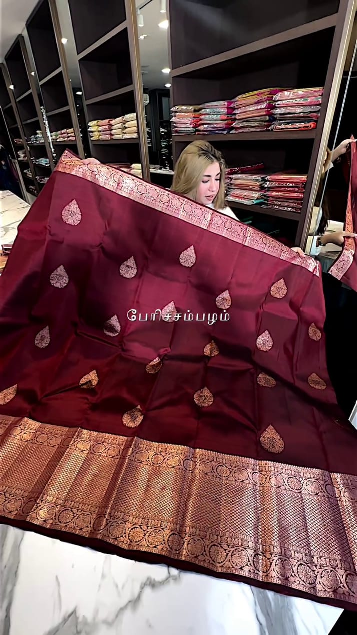 Maroon Majesty Banarasi Silk Saree