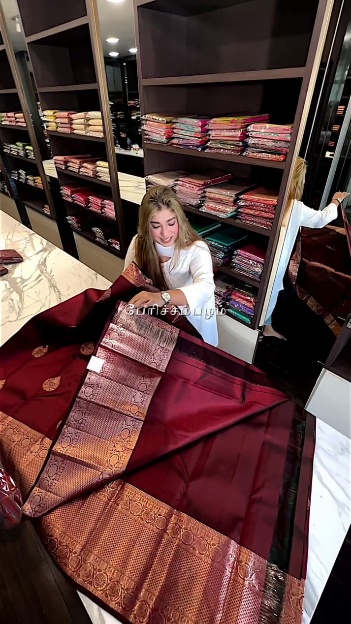 Maroon Majesty Banarasi Silk Saree