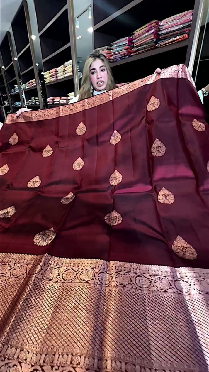 Maroon Majesty Banarasi Silk Saree