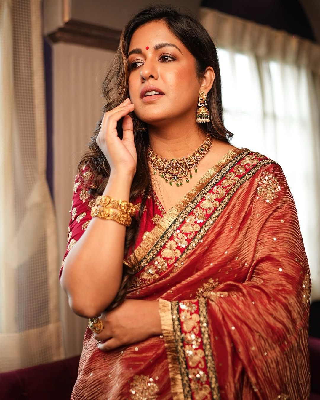 New Designer Banarasi Crush Saree With Sequence And Cording  Embroidery Along With Fancy Lace Border With Banglori Silk Unstiched Blouse Piece