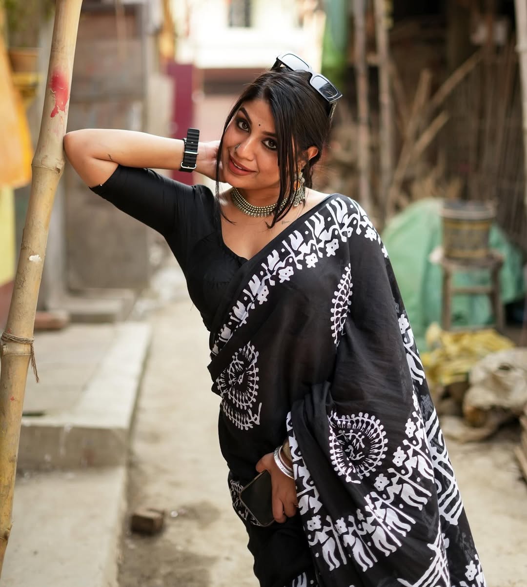 New One Minute Ready To Wear Black Pure Soft Linen Silk Saree With White Unstiched Blouse Piece