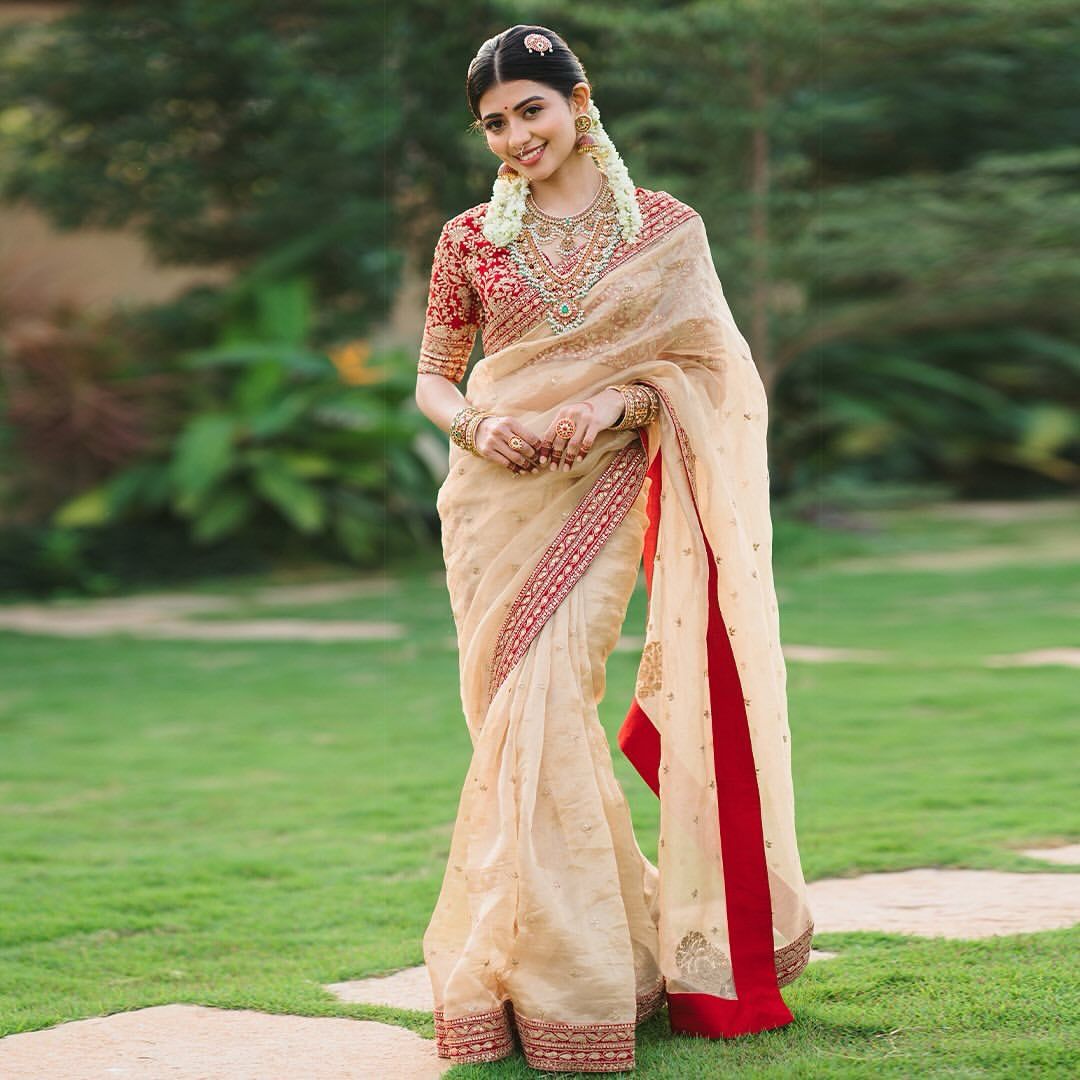 New Designer Heavy Soft Organza Saree With Sequence And Dori Embroidery Work With Banglori Silk Unstiched Blouse Piece