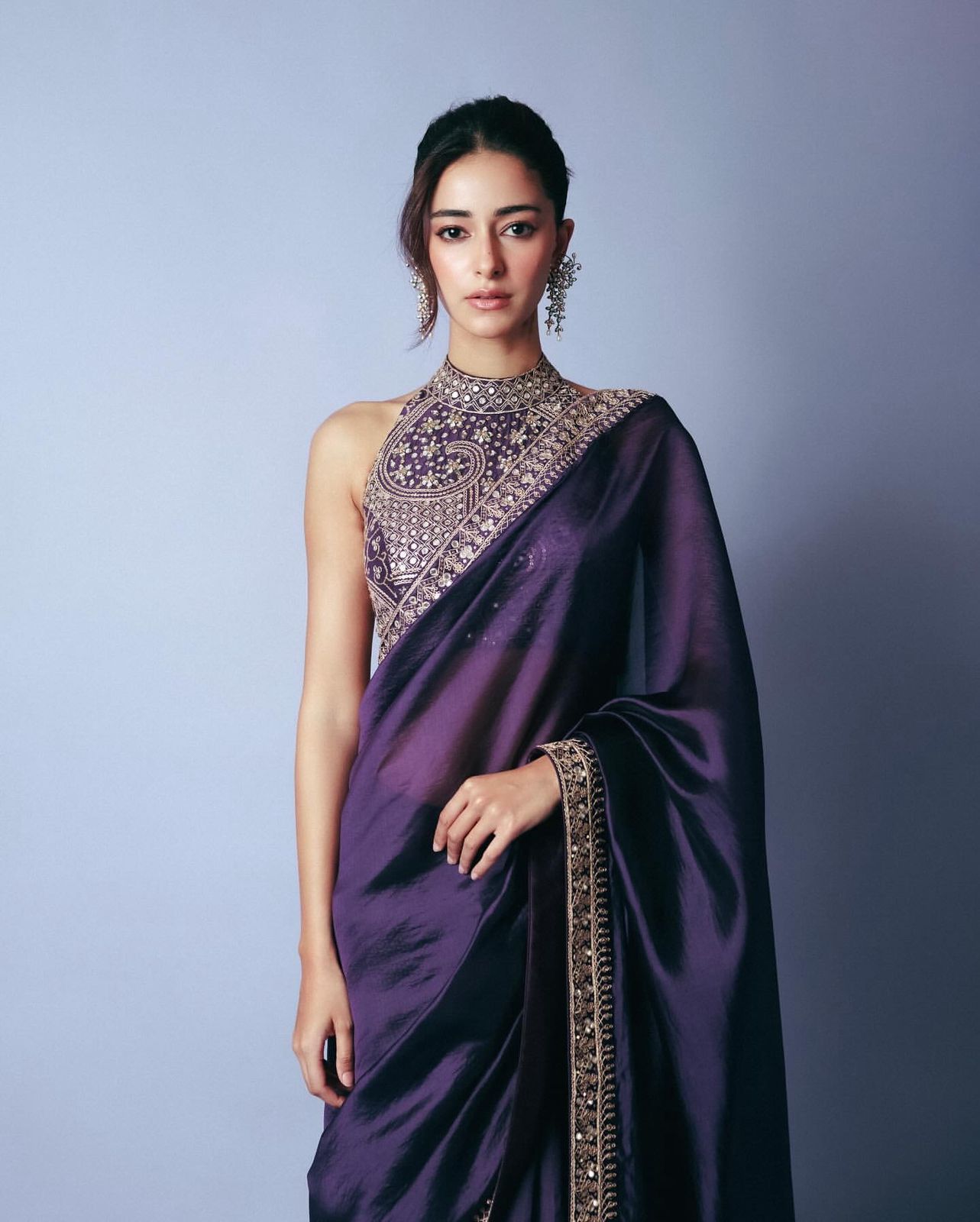 New Designer Bollywood Style Soft Jimmi Chuu Saree With Sequins and Dori embroidery work Lace Border And Sequin and cording Embroidery Work Blouse Piece