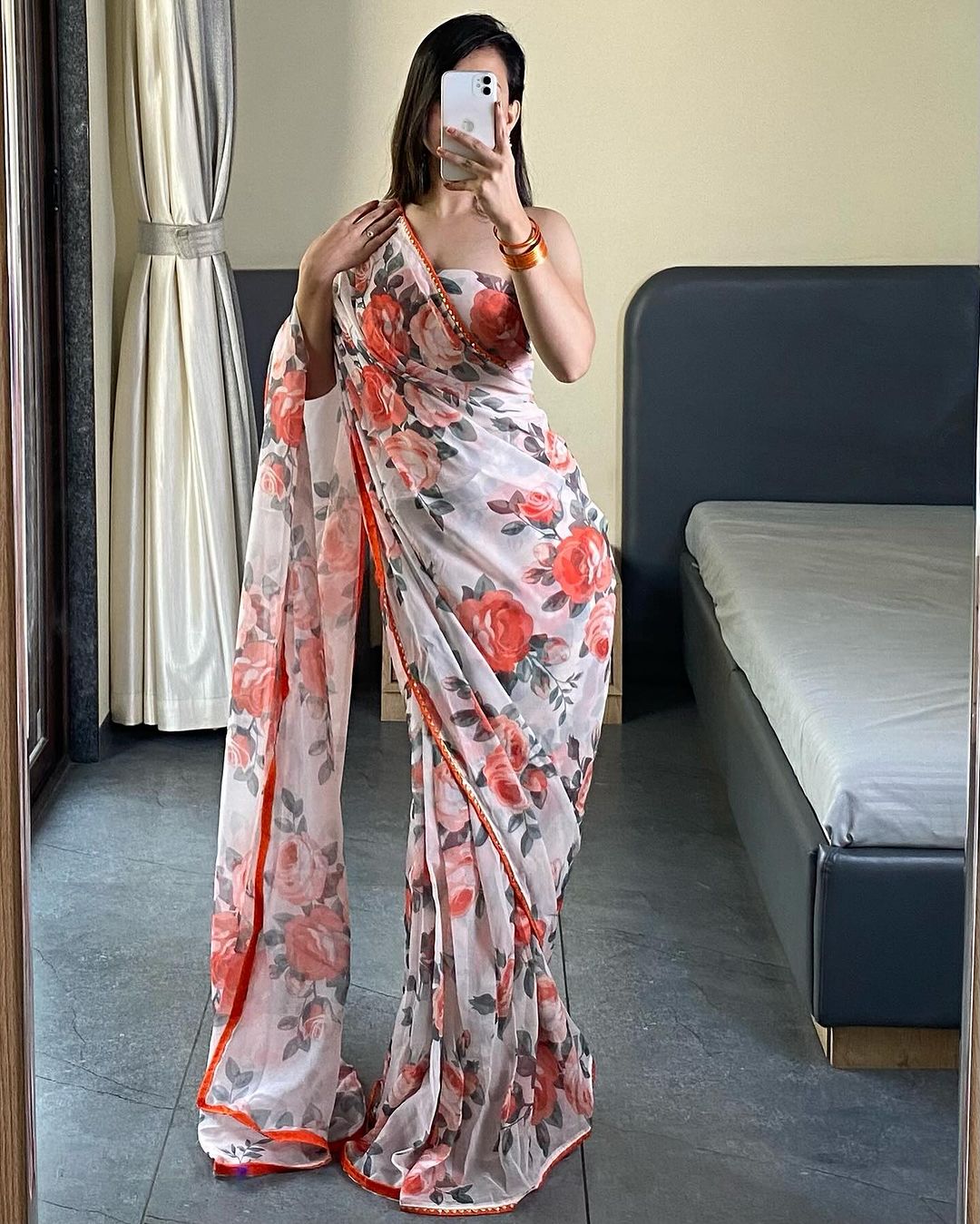 One Minute Ready To GardenBloom Pure Soft Georgette Silk Saree