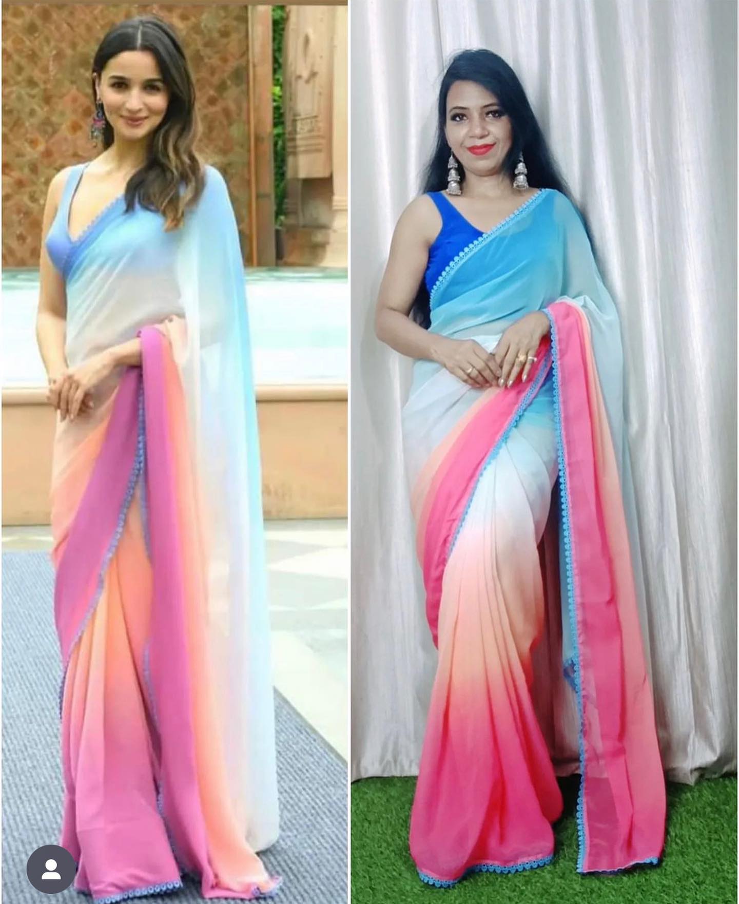 Fancy Alia Bhatt Fam Gorgeous Pink Cotton Candy Georgette Saree Divashree