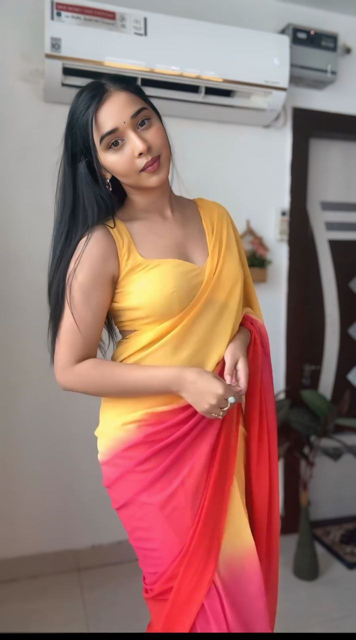 One Minute Ready To Wear Red Yellow Saree