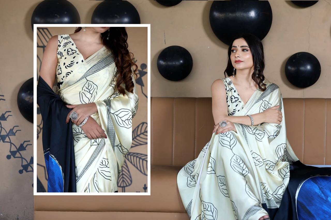 New Designer Premium Leaf Print Saree