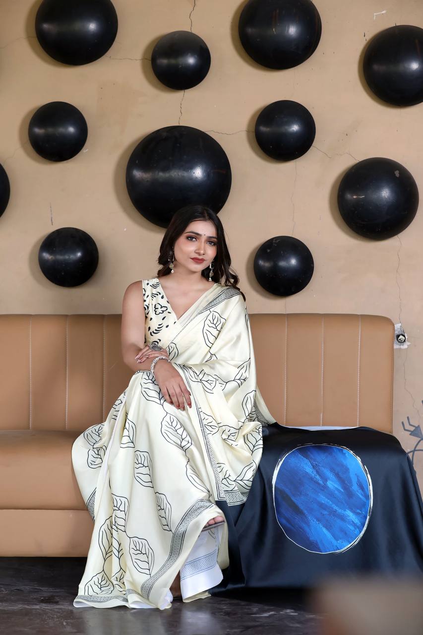 New Designer Premium Leaf Print Saree