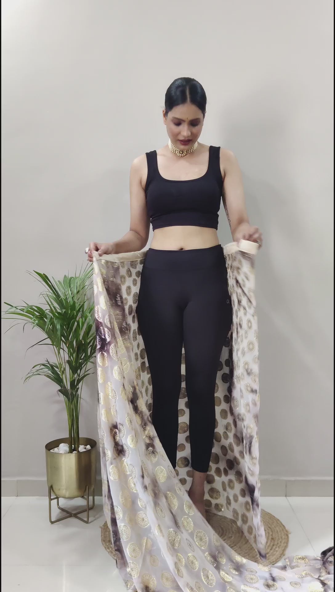 One Minute Ready to Wear New Trendy Design Brown  Silver Saree