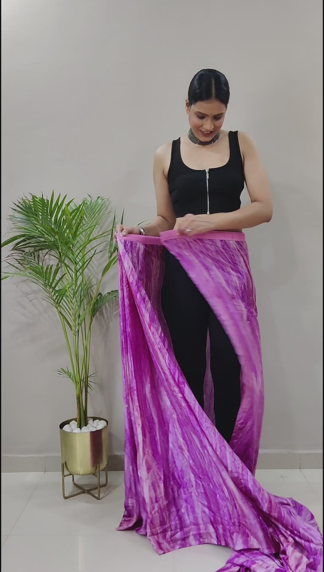 One Minute Ready to Wear New Classic Design Lovender  Saree