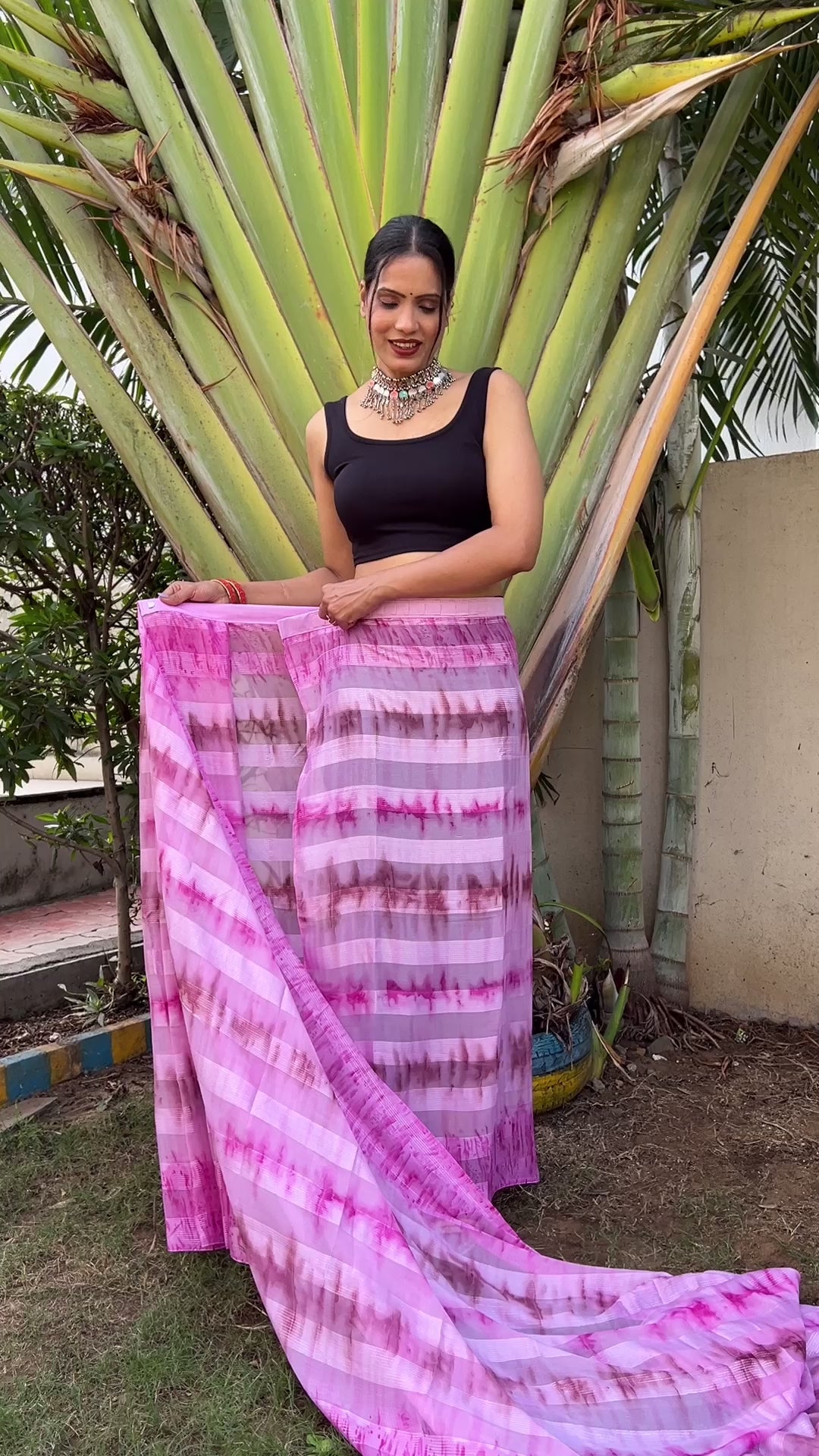 One Minute Ready to Wear New Premium Quelity Shibori Petal Pink Saree
