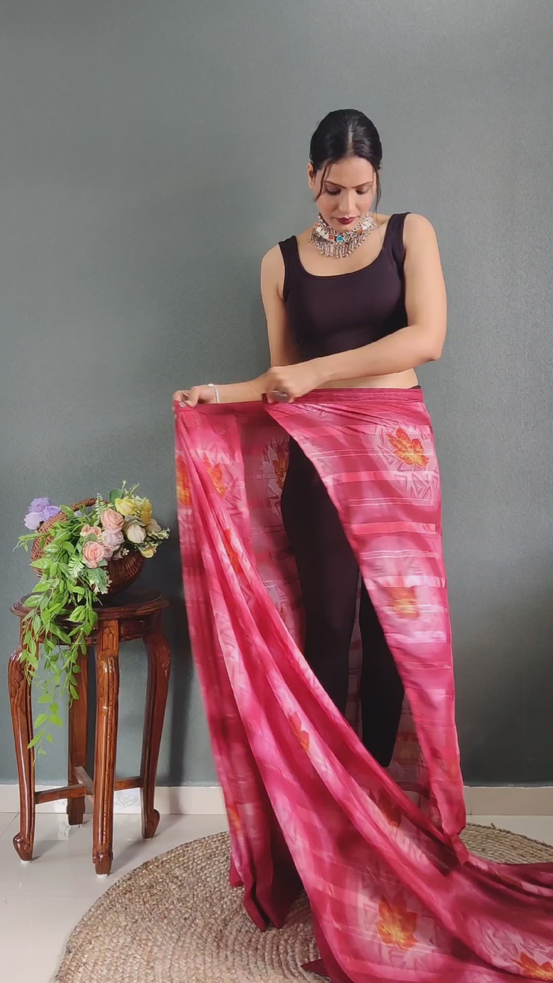 One Minute Ready to Wear New Classic Design Red Saree