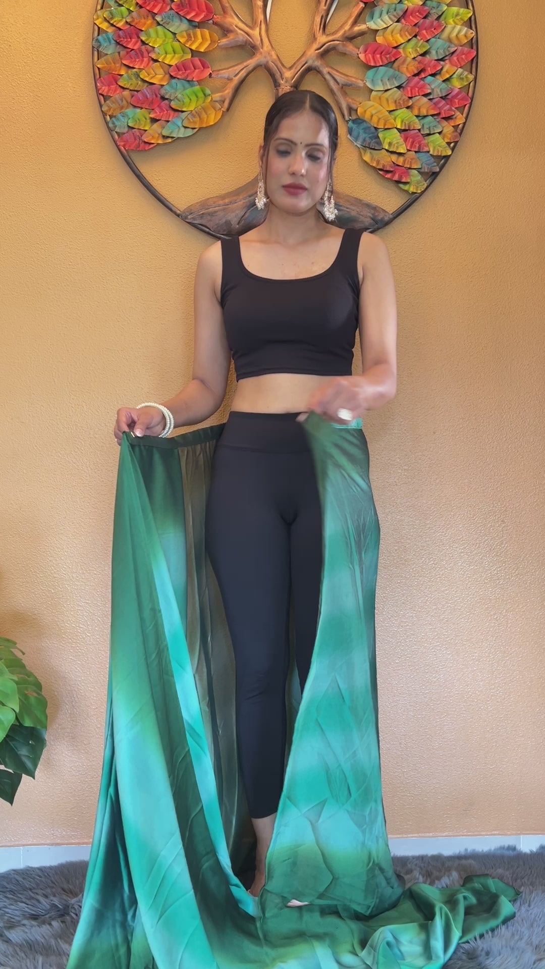 One Minute Ready to Wear New Looking Emerald Elegance Softy georgette Saree