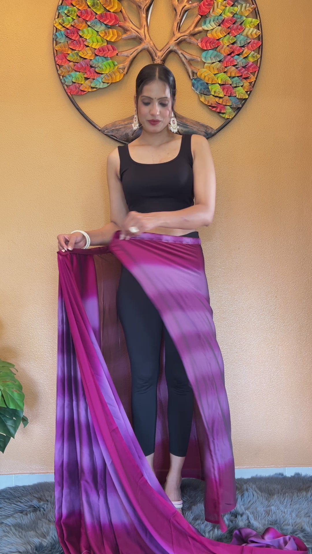 One Minute Ready to Wear New Looking Lavender Dream Softy georgette  Saree