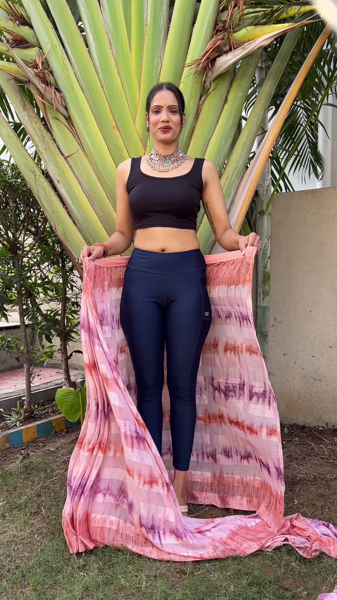 One Minute Ready to Wear New Premium Quelity Peach Red Saree