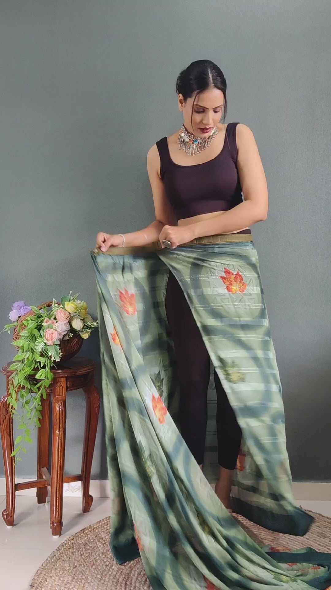 One Minute Ready to Wear New Classic Design Mahendi Saree