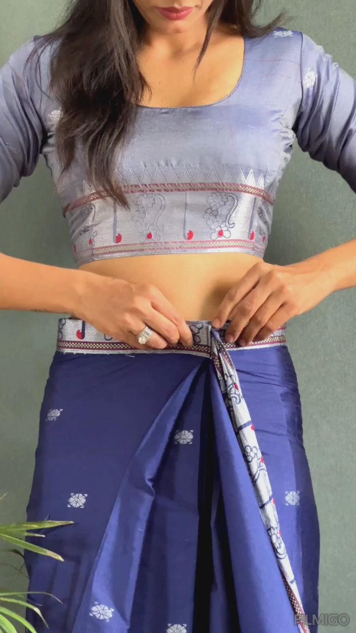 One Minute Ready To Wear  Royal Orchid Soft Georgette Silk Saree