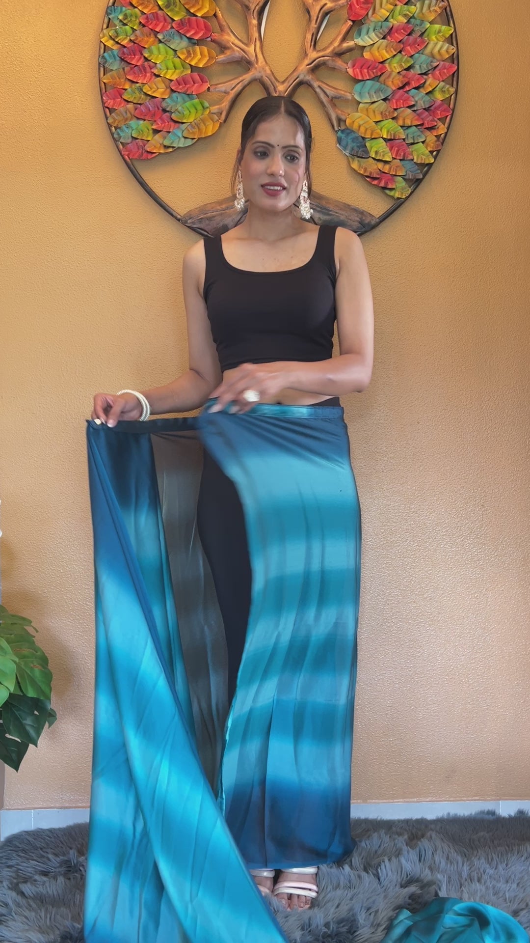 One Minute Ready to Wear New Looking  Royal Foliage Softy georgette Saree