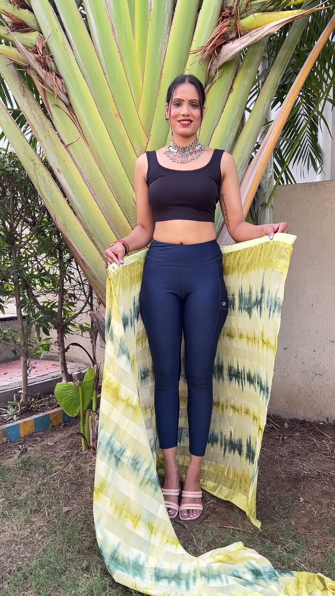 One Minute Ready to Wear New Premium Quelity Shibori Lemon Yellow Saree