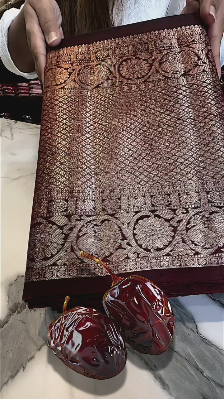 Maroon Majesty Banarasi Silk Saree