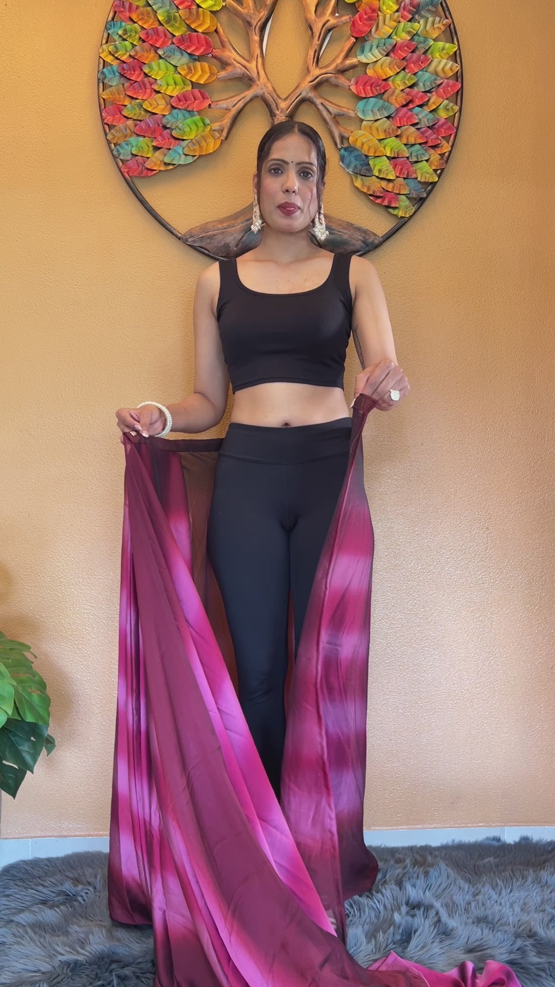 One Minute Ready to Wear New Looking Maroon Elegance Softy georgette Saree