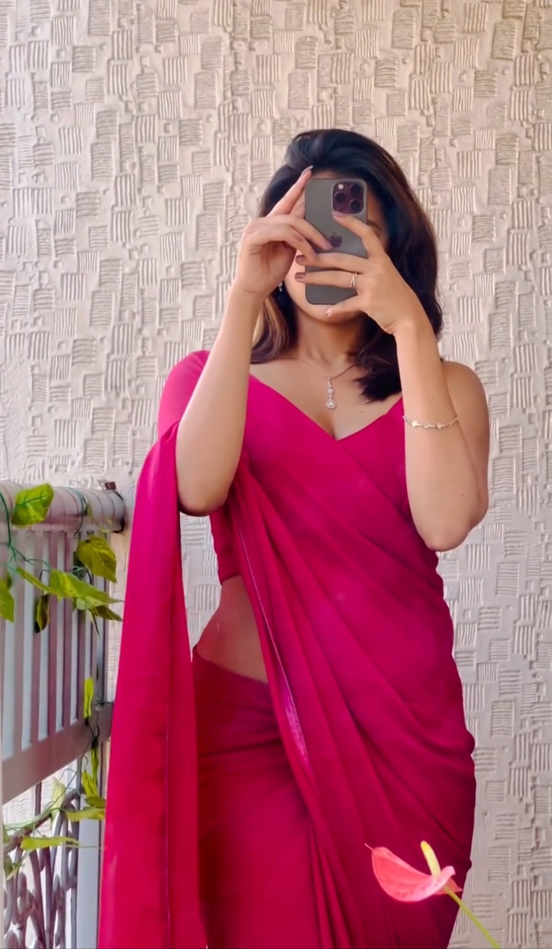 New One Minute Ready Wear Rani Pink Saree