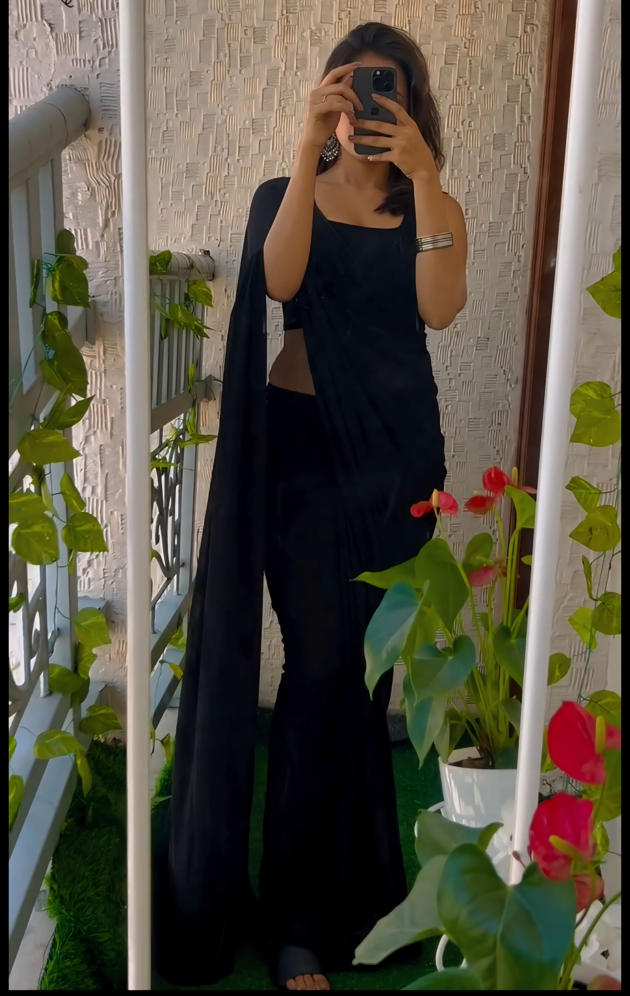 New One Minute Ready Wear Black Saree