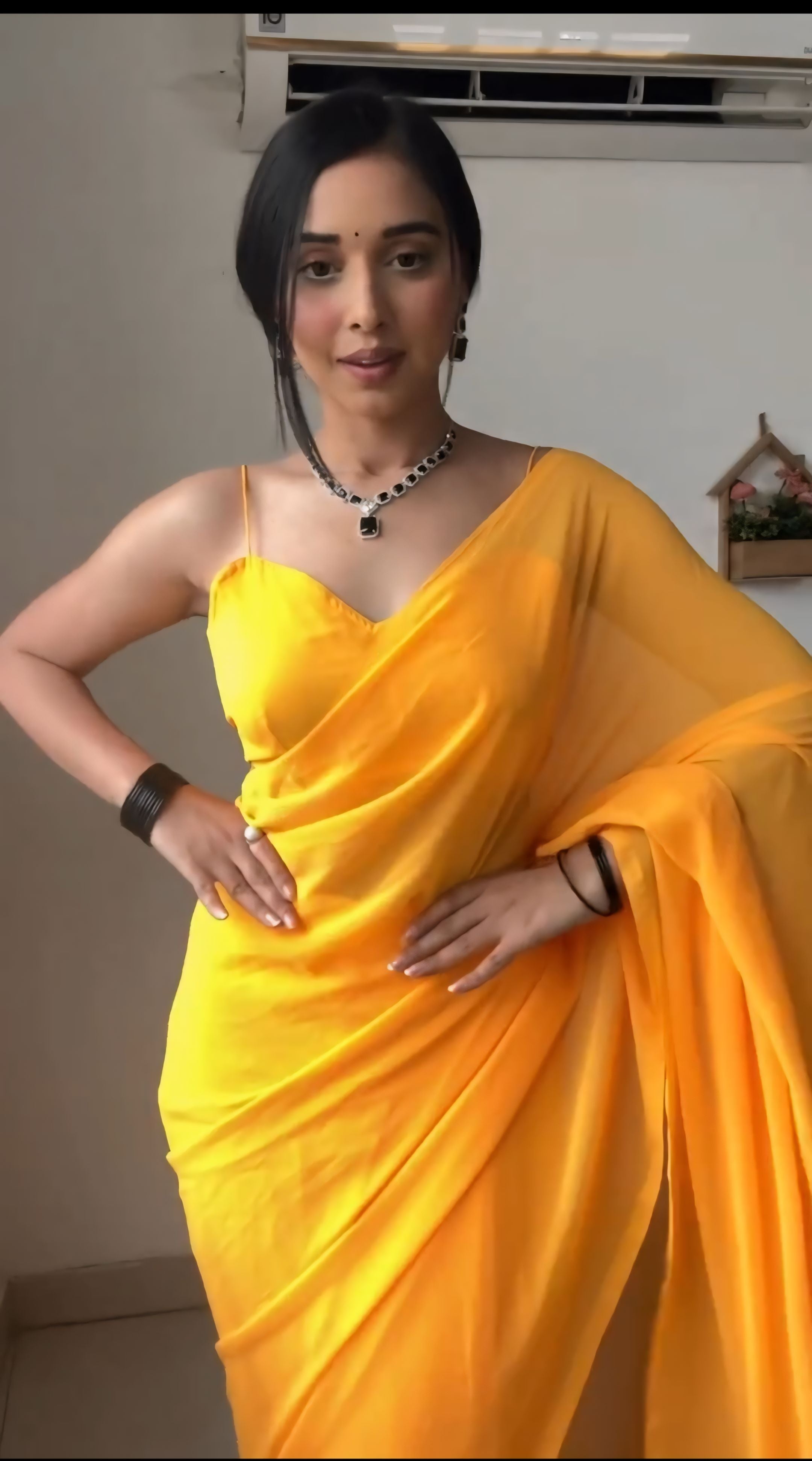 New One Minute Ready Wear Haldi Yellow Georgette Saree