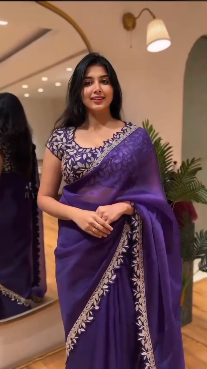 New Designer Party Wear Rangoli Silk Purple Saree