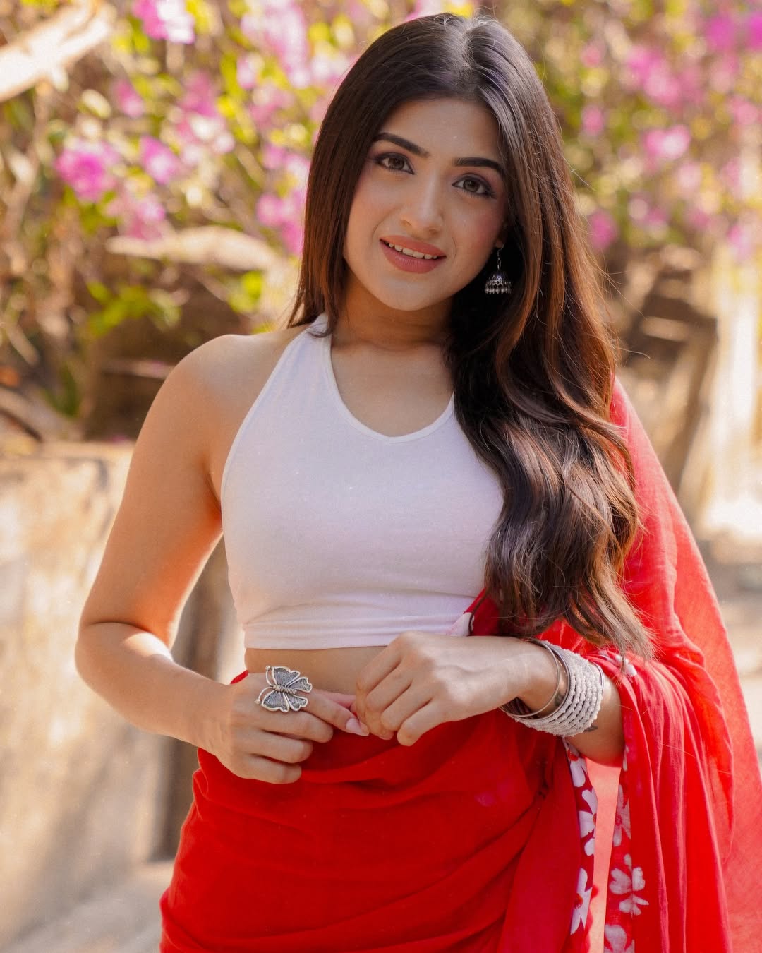 New One Minute Ready To Wear Pure Soft Mul Cotton Silk Red Saree With  Pocket