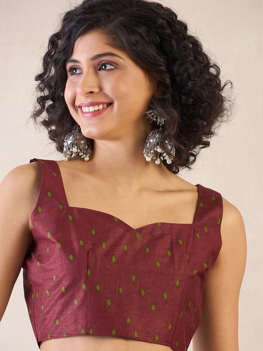 New One Minute Ready To Wear Flower Designed Pure Soft Mul Cotton Silk Maroon Bordered White Saree With  Pocket Along With Running Unstiched Blouse Piece