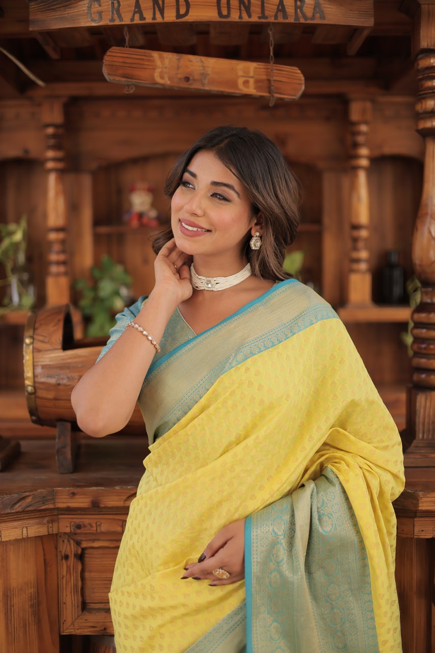 PREMIUM DESIGNER KANJIVARAM SAREE - YELLOW