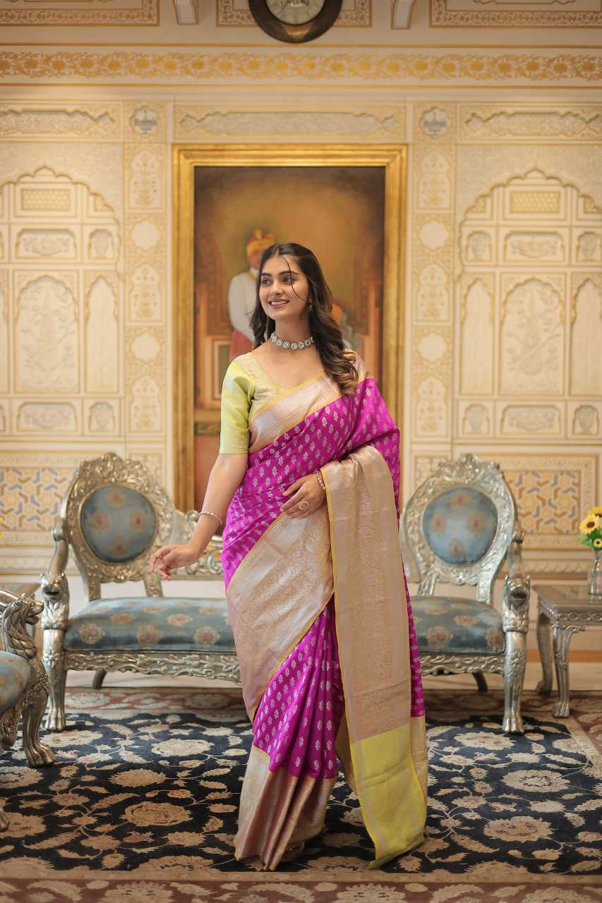 PREMIUM DESIGNER ZARI WEAVING KANJIVARAM SILK SAREE - PINK