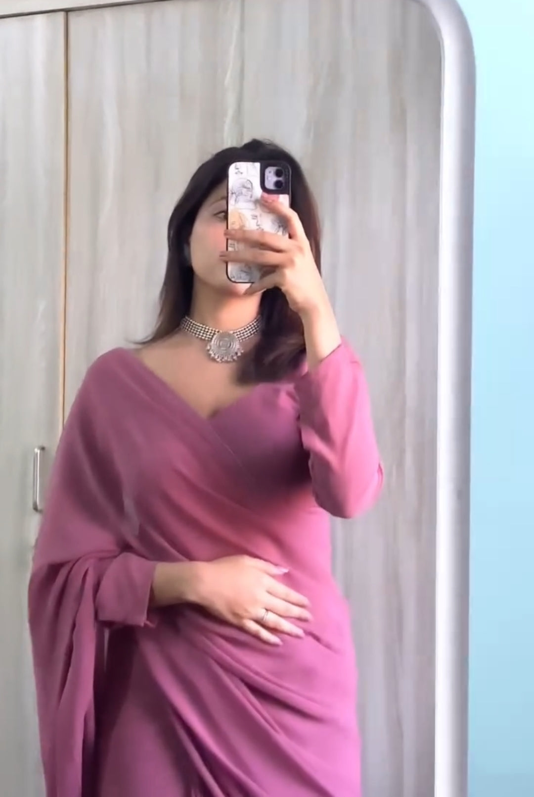 New One Minute Ready Wear Flamingo Pink Saree