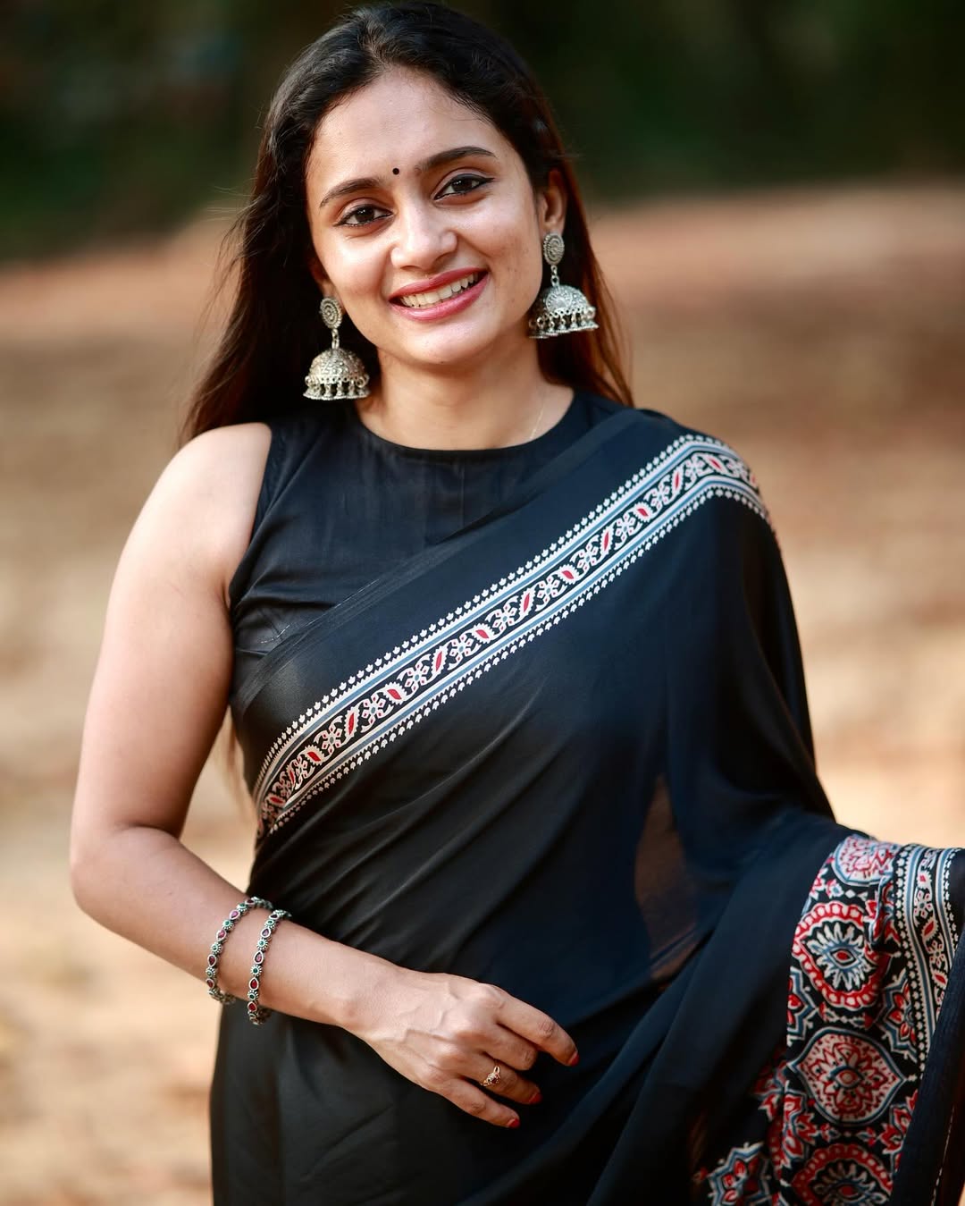 New One Minute Ready To Wear Digital Printed Crape Silk Black Saree