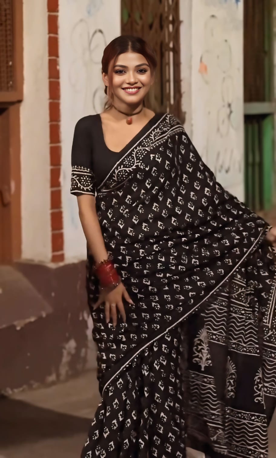 New One Minute Ready To Wear Pure Soft Linen Silk Black Saree With Unstiched Blouse