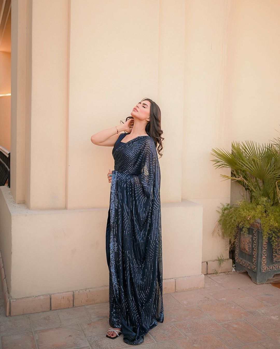 New Exclusive designer Soft Georgette Saree With Beautiful Sequins embroidery Work with Unstitch Blouse