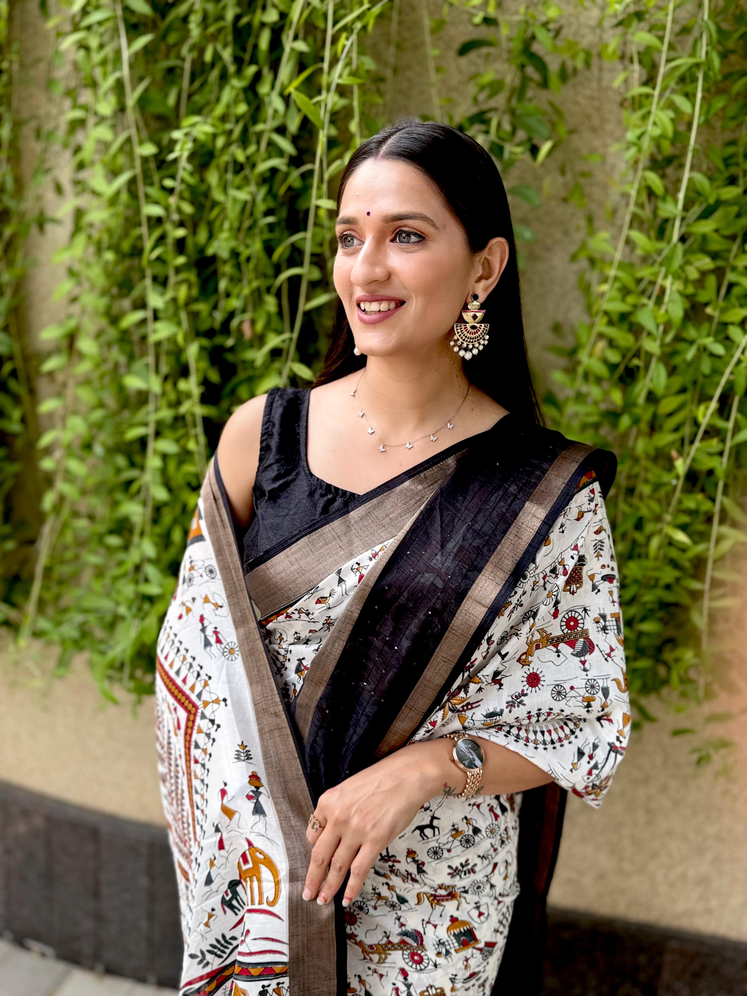 New Fancy Kalamkari Printed Soft Cotton Saree With Unstiched Blouse