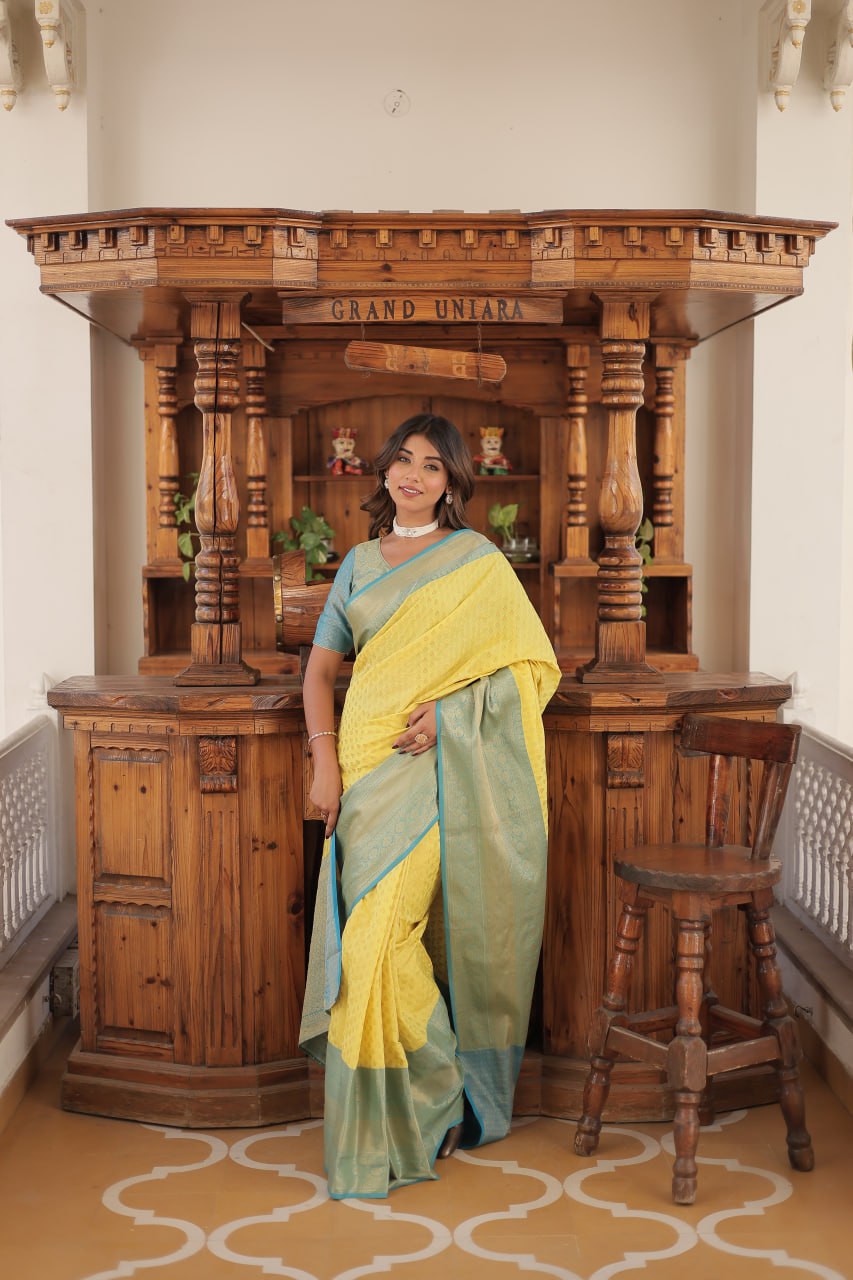 PREMIUM DESIGNER KANJIVARAM SAREE - YELLOW