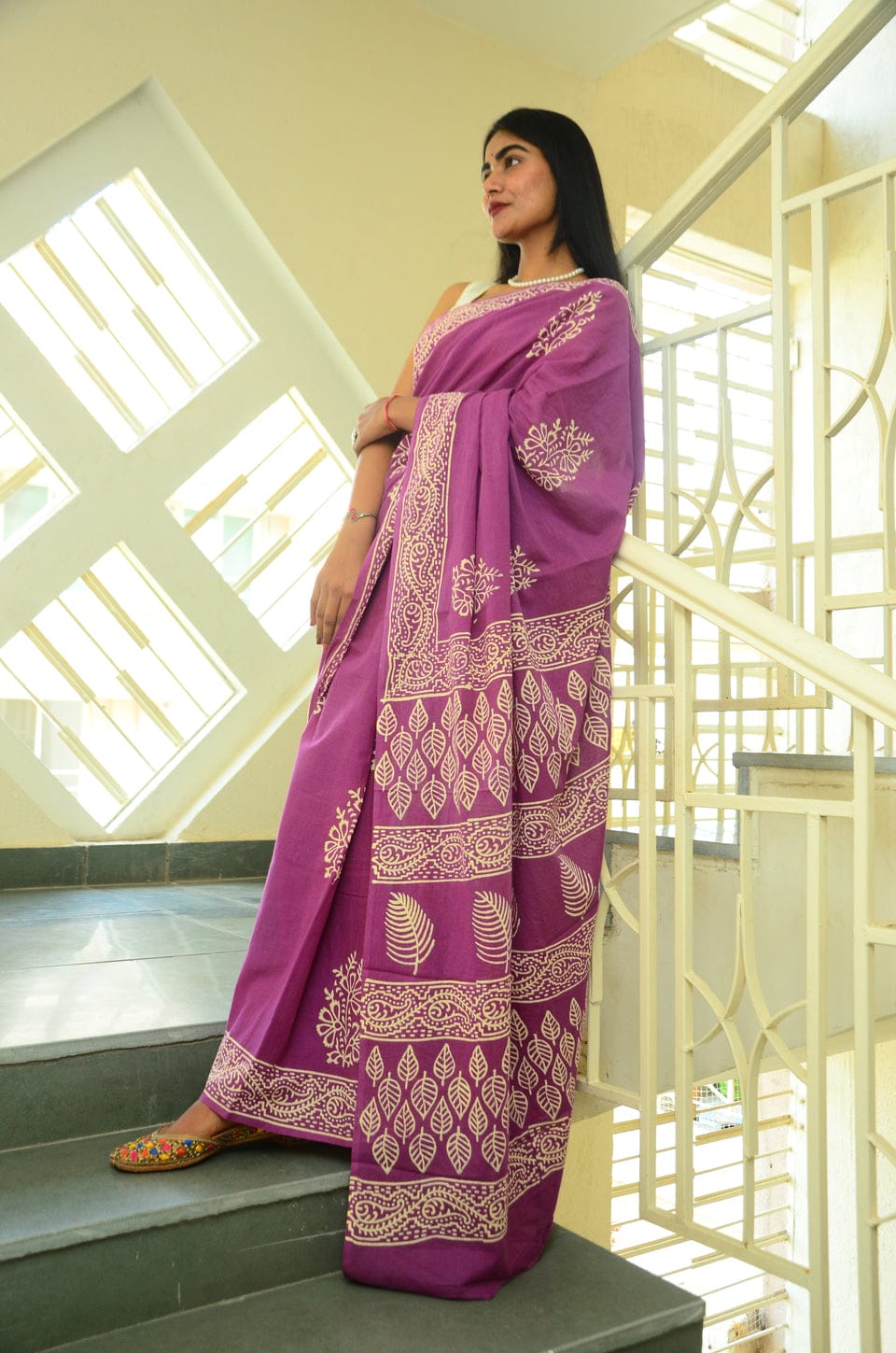 New One Minute Ready To Wear flower Printed Pure Soft Mul Cotton Silk Majenta Saree With  Pocket