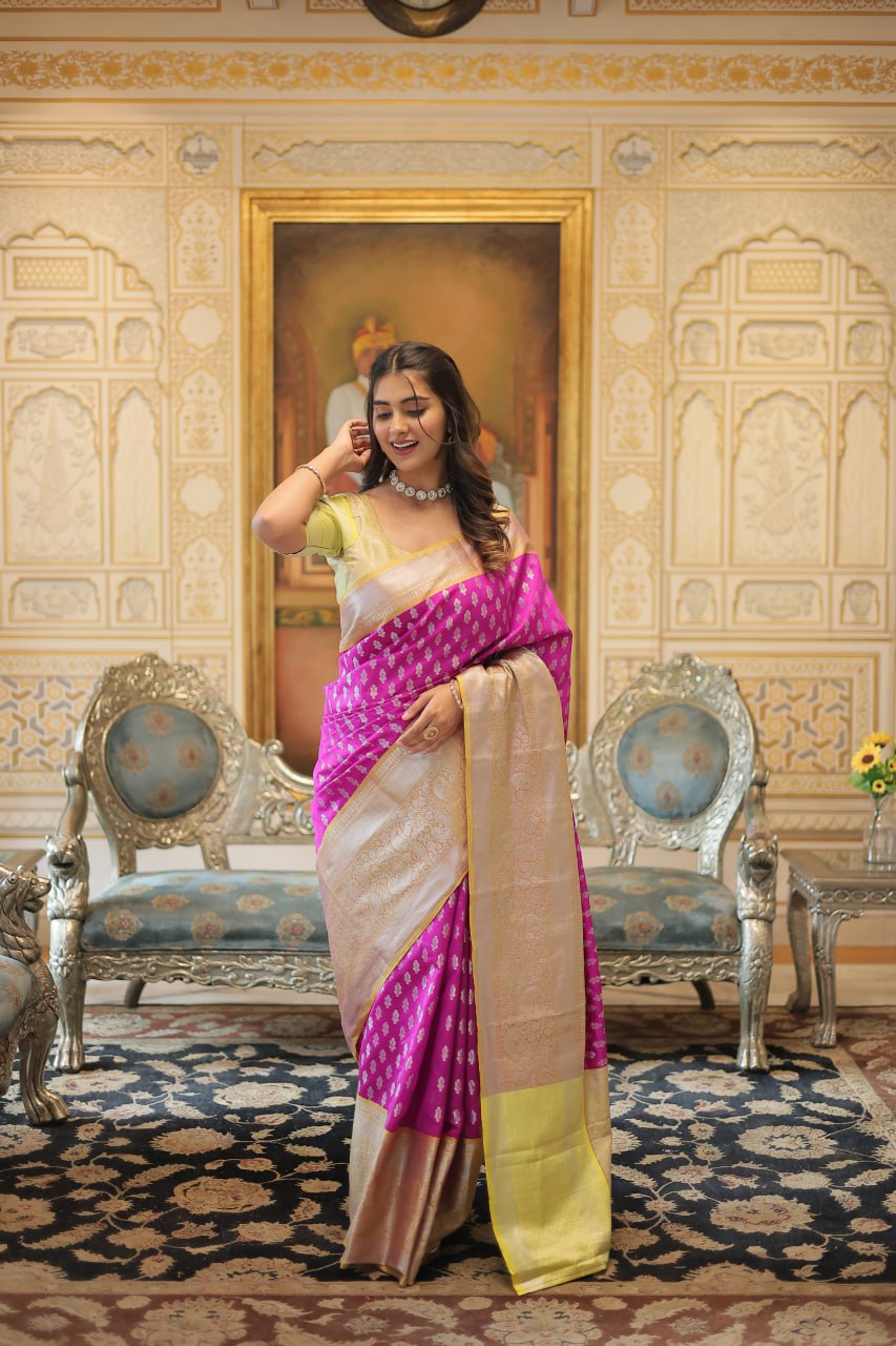 PREMIUM DESIGNER ZARI WEAVING KANJIVARAM SILK SAREE - PINK