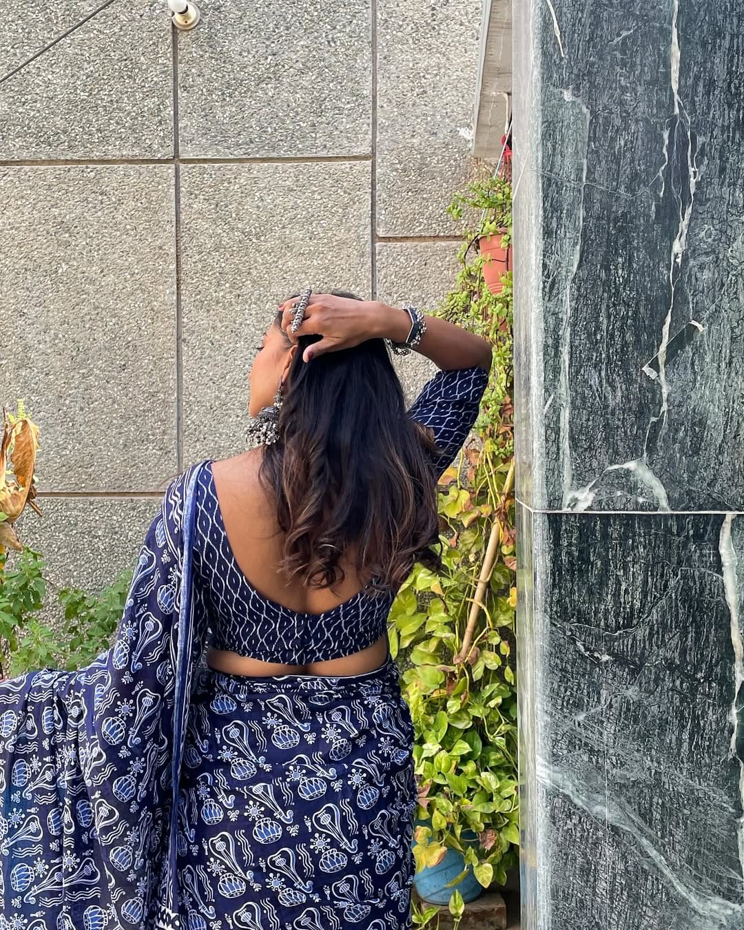 New One Minute Ready To Wear Soft Linen Digital Printed Blue Saree With Same Model Blue Unstiched Blouse Piece