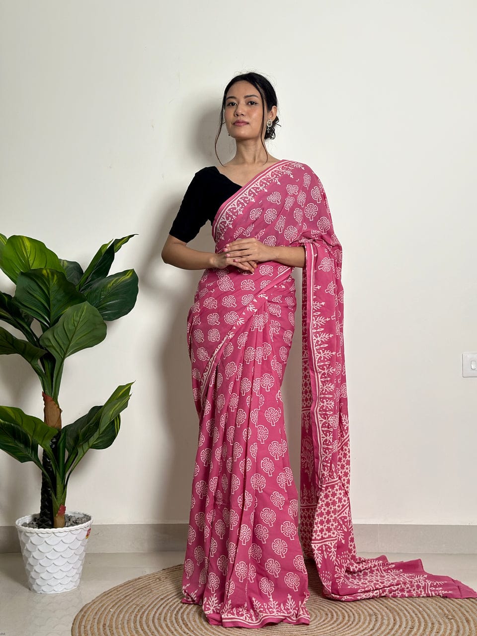 New One Minute Ready To Pure Soft Mul Cotton Silk Pink Saree With Pocket