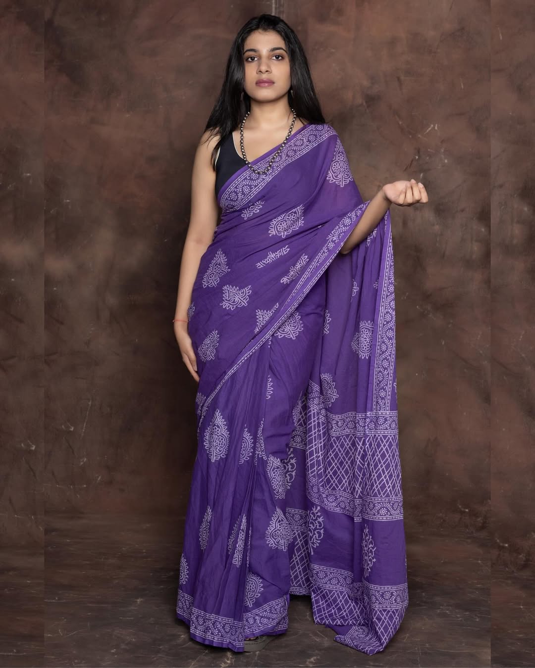 New One Minute Ready To Wear  Pure Soft Mul Cotton Silk Purple Saree With  Pocket Along With Running Unstiched Blouse Piece