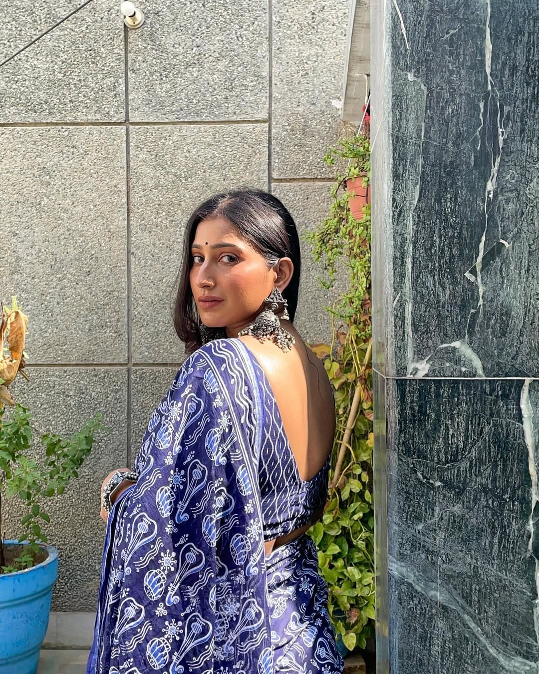 New One Minute Ready To Wear Soft Linen Digital Printed Blue Saree With Same Model Blue Unstiched Blouse Piece