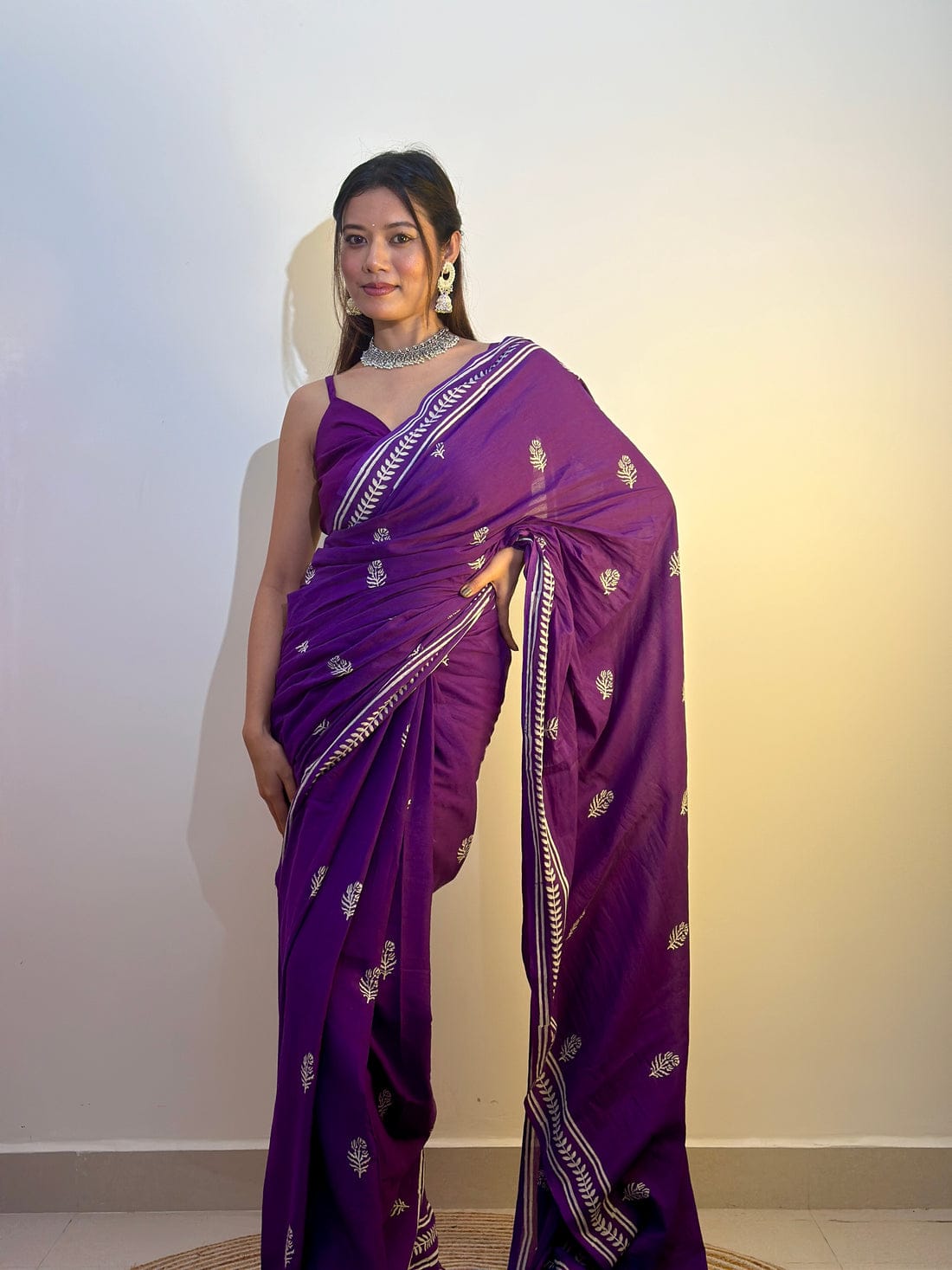 New One Minute Ready To Wear  Pure Soft Mul Cotton Silk Saree With  Pocket Along With Running Unstiched Blouse Piece