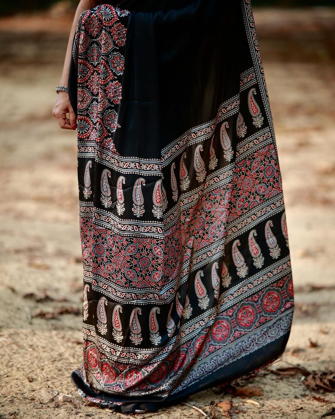 New One Minute Ready To Wear Digital Printed Crape Silk Black Saree